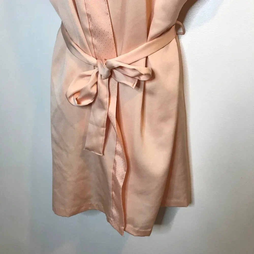 Vintage 70's Bathrobe Satin Silky Supri Drink Mix OS One Size Light Pink Kimono - Picture 3 of 8